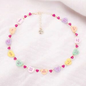 Betsey Johnson Candy Hearts Pink Rhinestone Necklace Retail $88